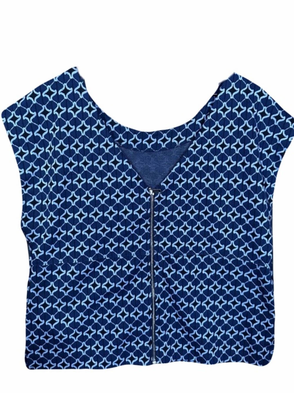 EUC Maeve XL Navy and White Knit Geometric Tank Top Full-zip back  Versatile!!